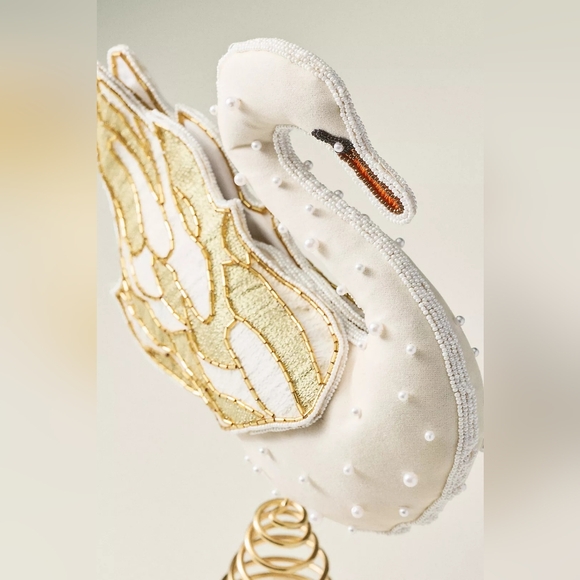 Anthropologie Embroidered Swan Tree Topper - Picture 3 of 5